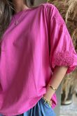 Atik Bubble Sleeve Top Hot Pink /9=